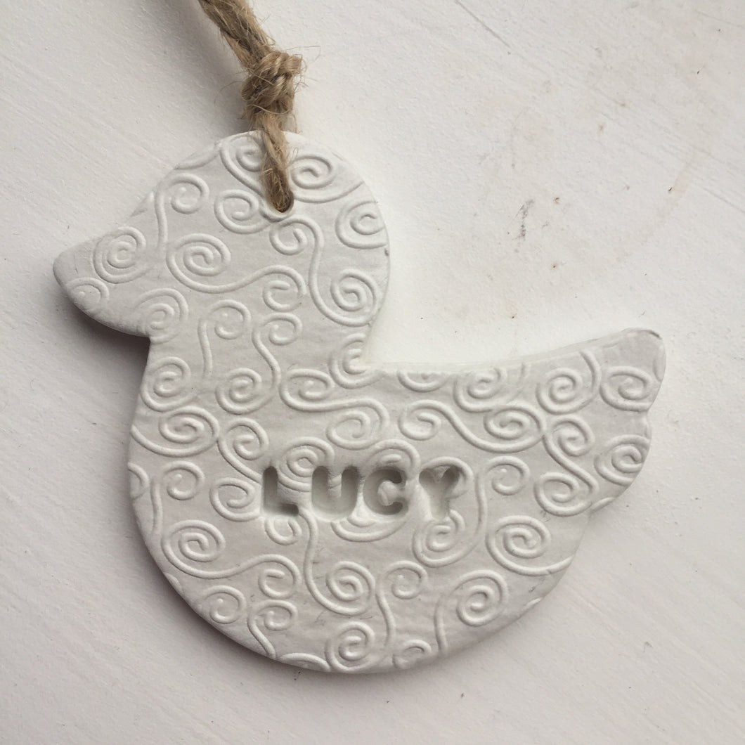 Personalised duck ornament
