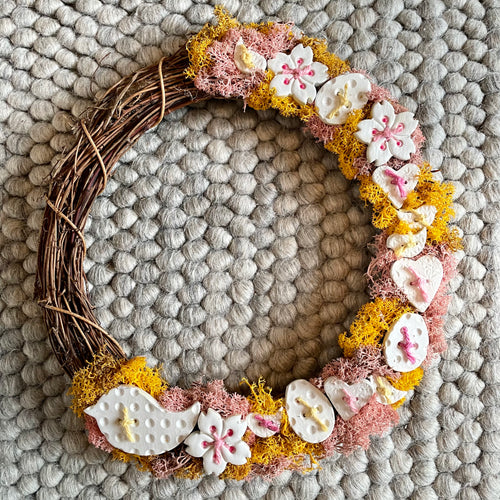 Spring Wreath with clay accents